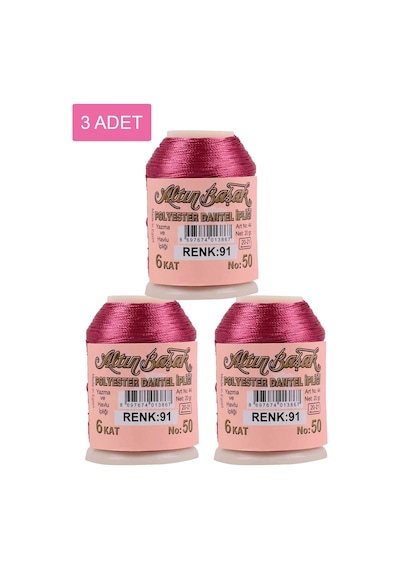 3 Adet Altınbaşak Oya Ve Dantel İpi 20 Gr - Royaleks - No: 091