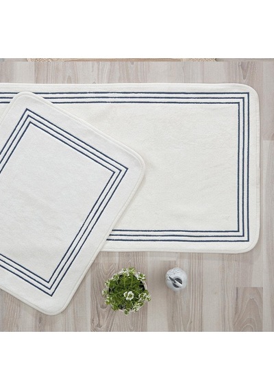 Çizgi Nakışlı 2 Li 60 X 100 Cm Banyo Paspas Set Indigo Çok Renkli