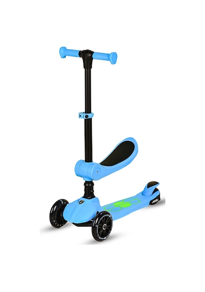 Lisanslı L5 2in1 Katlanabilir Oturaklı Işıklı 3 Tekerlekli Çocuk Scooter Mavi