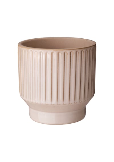 Seramik Saksı, Bej, 9 Cm 3 Adet
