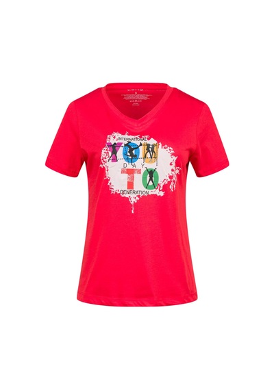 2as Alone Baskılı V Yaka Kadın T-shirt 403 Kırmızı