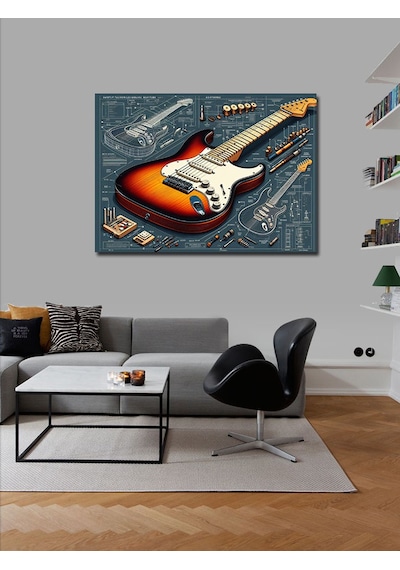 Kanvas Tablo Klasik Elektro Gitar 50cmx70cm