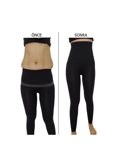 Young Fit Siyah Kadın Korse 2 Beden Yüksek Bel Korse Tayt Siyah