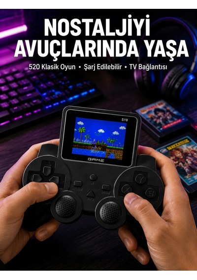 Şarjlı Retro Gamepad Oyun Konsolu 520 Oyunlu Tv Çıkışlı El Konsolu Diğer