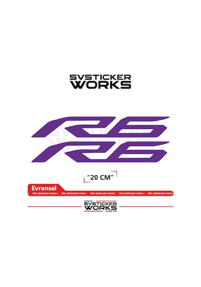 Yamaha R6 Uyumlu Yazı Sticker Yüksek Kalite Özel Kesim Folyo 2'li Set Mor
