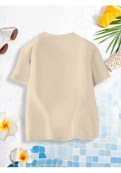 Uyguntarz Çocuk Eriyen Kalpler Baskılı Tasarım Tshirt Bej