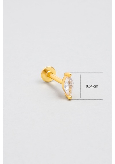 Markiz Kesim 18 Ayar Sarı Altın Kaplama Gümüş Tragus-helix Piercing Sarı