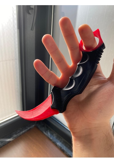 Riva Self 3d Baskı Farklı Renkler Taktiksel Parmak Halkalı Hobi Ve Dekoratif Maket - 16 Cm Kırmızı Siyah