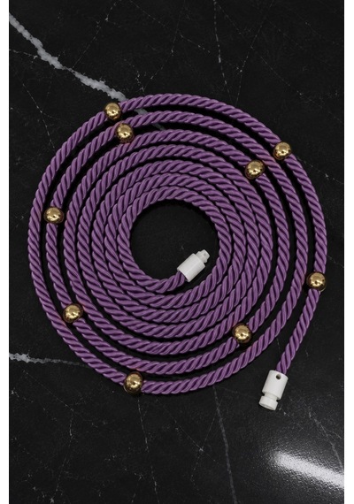 Mürdüm Kruvaze Perde Tavan Korniş Bağlama Halatı - Gold Detaylı - Perde Süsü - 3 Metre - 1 Adet