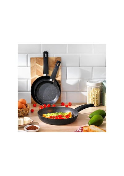 Black Stone 3 Lü Tava Seti 18 Cm+22 Cm+26 Cm-siyah Siyah