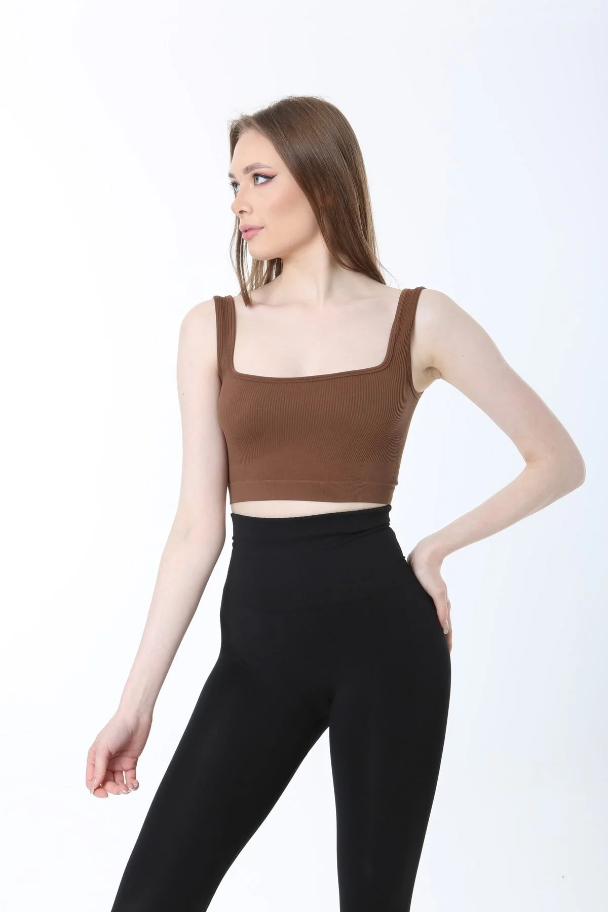 Perafit Kadın Crop Büstiyer Kahverengi