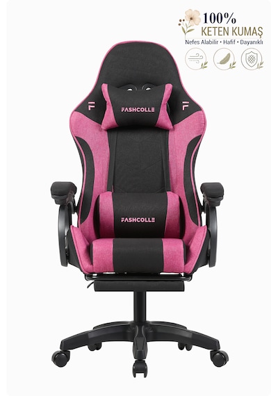 Fashcolle Dynamic Air Kumaş Pembe-siyah Masajlı Oyuncu Koltuğu