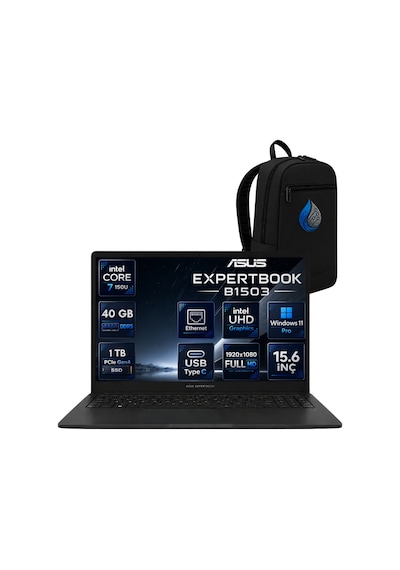 Asus ExpertBook B1 B1503CVA-C716512B0DRNP18 Core 7 150U 40 GB 1 TB SSD 15.6'' W11P Dizüstü Bilgisayar