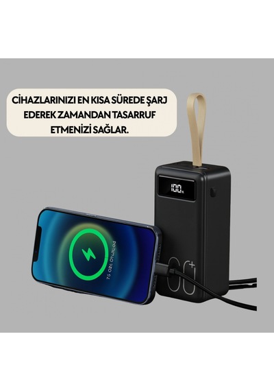 4 Portlu Taşınabilir Powerbank Hızlı Şarj, Led Ekran Ve Fener Renkli