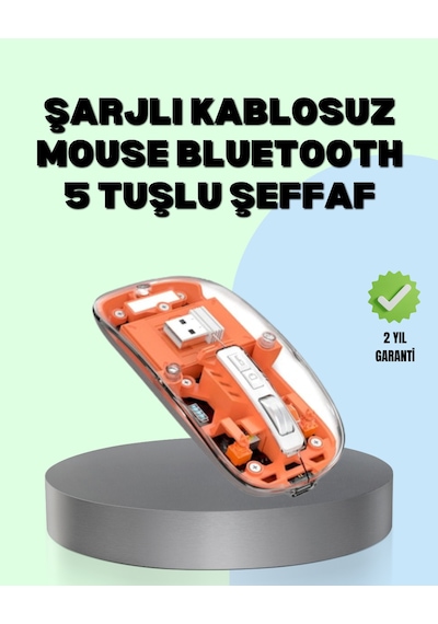 Şarjlı Ergonomik Fare 1600 Dpı, Sessiz Tıklama Özellikli Standart