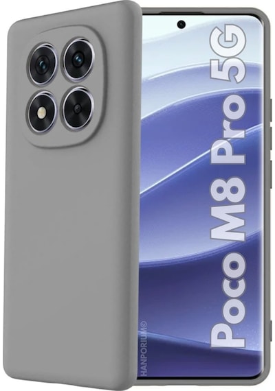 Poco M8 Pro 5g Uyumlu Silikon Kılıf - Pastel Renk Tonu Kamera Korumalı Esnek Kapak - Gri