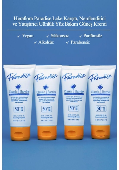Heraflora Paradise Leke Karşıtı Yüz Güneş Kremi SPF50+ 60 ML