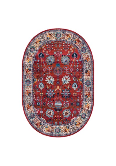Rovigo Home Dijital Baskı Yıkanabilir Kaymaz Taban Oval Salon Halısı RVG7225-HT994 Çok Renkli