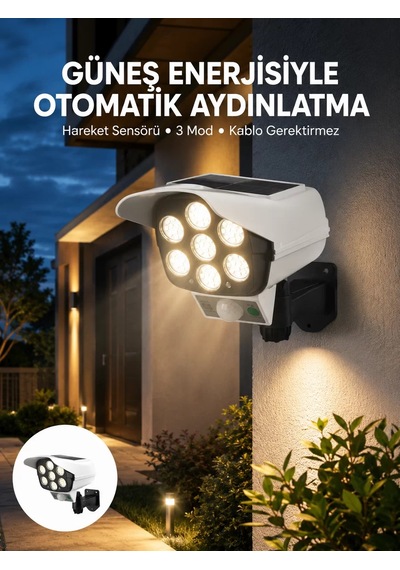 Northcity Yeni Nesil Kamera Tipi Güneş Enerjili Led Güvenlik Lambası Hareket Sensörlü