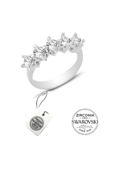 Gümüş Swarovski Beş Taşlı Çapraz Modeli Yüzük (536408074)