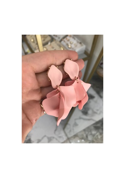 Marka Yaprak Model Küpe Pembe