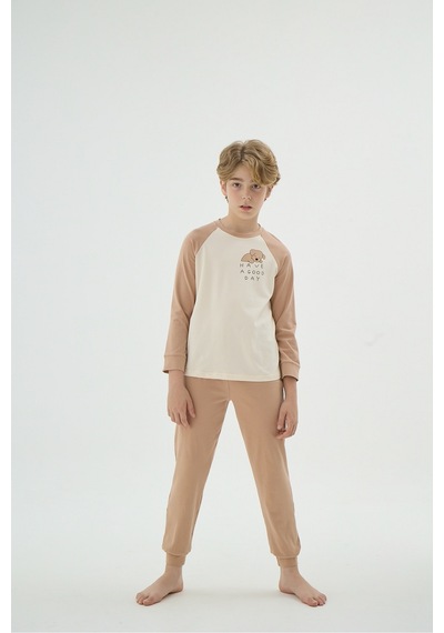 Zeyzey 8903 Erkek Ç. Baskılı Pijama Takım Vanılya/3-4yas Vanilya