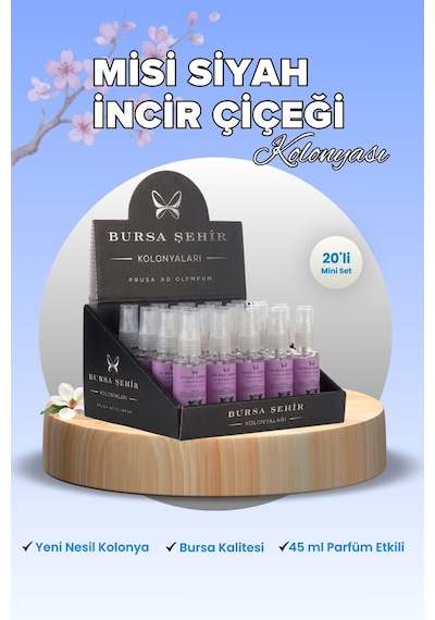 Bursa Şehir Kolonyaları, 20'li Misi Siyah İncir Çiçeği Kolonyası, Mini Boy, Sprey Kolonya