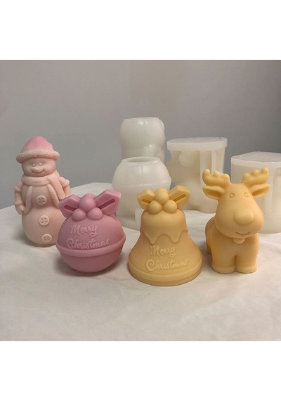 Silikon Kalıp Dekoratif Yılbaşı Zil Çan Noel Dekorasyon Mum Kalıbı 8.3x8.1 Cm Çok Renkli