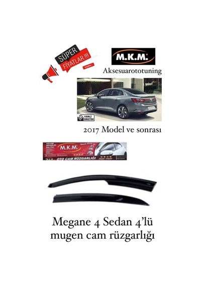 Renault Megane 4 Sedan 2017 Ve Üzeri 4'Lü Mugen Cam Rüzgarlıgı