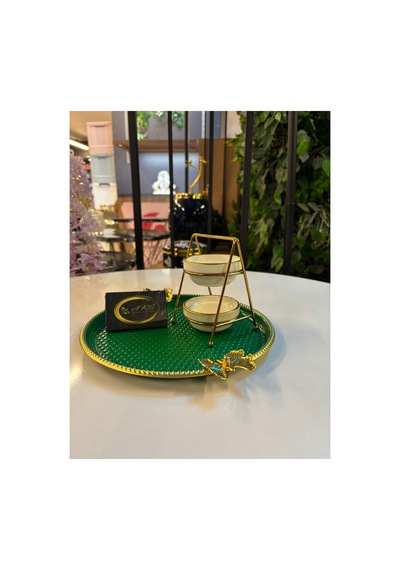 İki Katlı Standlı Gold Yaldızlı Porselen Tekli Mini Lokumluk, Şekerlik, Sosluk, Kase,sunumluk,modern Gümüş-gold
