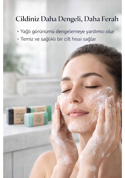 Derin Arındırıcı Ve Gözenek Sıkılaştırıcı Doğal  3 Lü Doğal Sabun Seti Defne