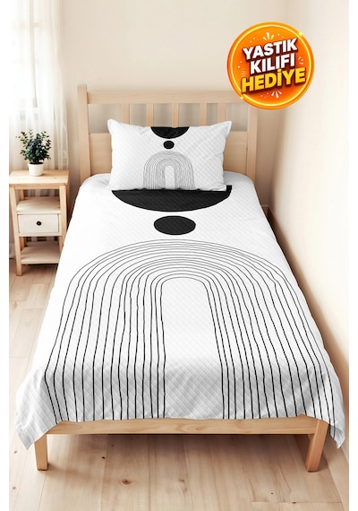 Siyah Geometrik Genç Odası Tek Kişilik Pike Takımı - Modern Minimal 160x220 Cm Kapitone Yatak Örtüsü Kremamsı Kahve Kırığı Siyah Geometrik Genç Odası Tek Kişilik Pike Takımı - Modern Minimal 160x220 Cm Kapitone Yatak Örtüsü Kremamsı Kahve Kırığı