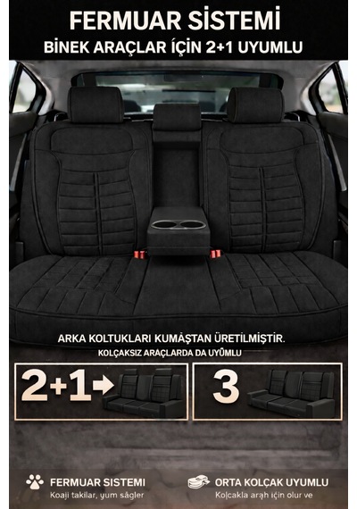 Skoda Rapid 2012 Ve Sonrası Uyumlu Mira Serisi Siyah 5'li Oto Koltuk Minderi