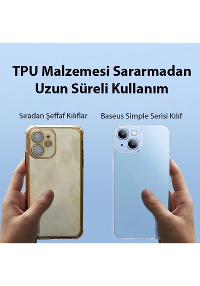 Baseus Simple Case İphone 14 Plus 6.7 Kamera Korumalı İnce Silikon Şeffaf Kılıf- 5775 Mh-hs6524-6430