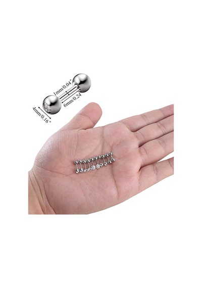 Chavin Gri Çelik 5 Takım Taşlı Bayan Erkek Küpe Piercing Eb61By (478253230) Gümüş