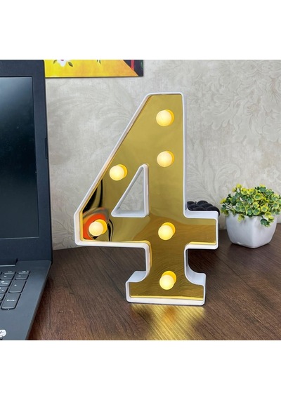 Dekoratif Led Işıklı 3D 4 Rakamı Büyük Boy Organizasyon Doğum Günü Kutlam