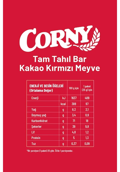 Corny Tahıl Bar Kakao Ve Kırmızı Meyve X 12 Adet