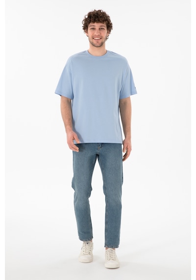 U.S. Polo Assn. Erkek Oversize Fit Bisiklet Yaka Açık Mavi Tişört 50305859-VR003