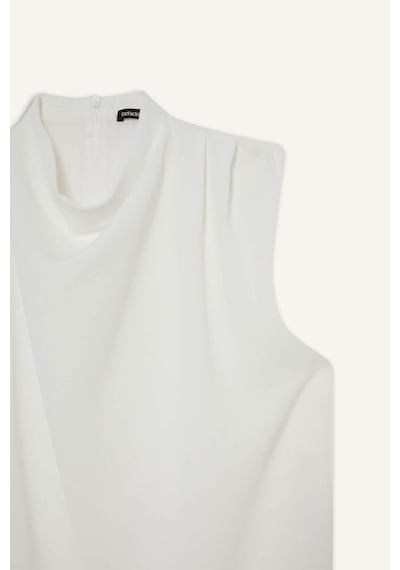 Defacto Regular Fit Balıkçı Yaka Krep Kolsuz Bluz F9149ax25wnwt84 Beyaz