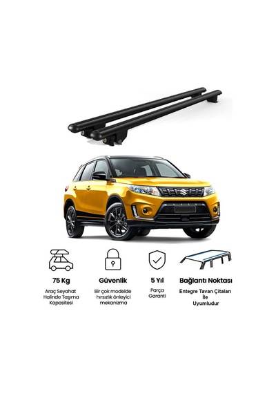 Kanca Suzuki Vitara 2015 Ve Sonrası Uyumlu Siyah Kilitli Ara Atkı 120cm Port Bagaj Tavan Barı