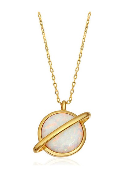 Casera's Gümüş Gold Opal Taşlı Gezegen Kadın Kolye Csr2180827 Gümüş