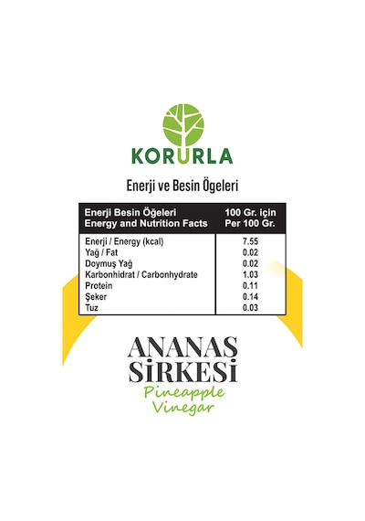 Ananas Sirkesi Doğal Fermantasyon Pineapple Vinegar 500 Ml
