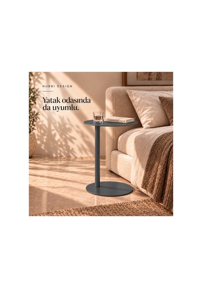 Slate Metal C Sehpa Modern Tasarım Elips Tablalı Minimalist Koltuk Yanı Sehpa Gri - 935314037 Gri