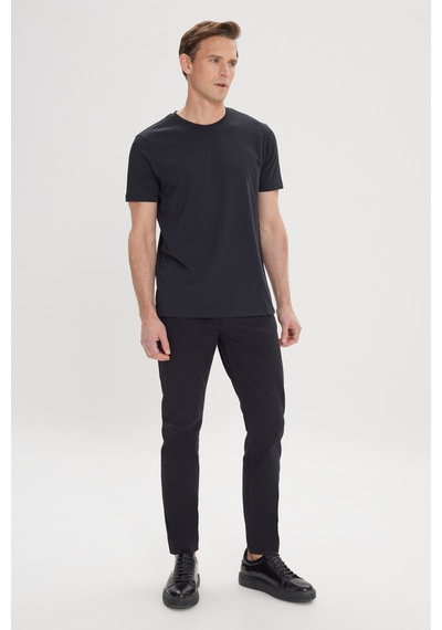 Ac&co Erkek Sıyah Slim Fit Dar Kesim Pamuklu Bisiklet Yaka Tişört SIYAH