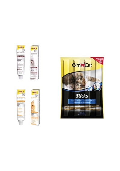 Gimcat Tahılsız Alabalık ve Somonlu Sticks Kedi Ödül Çubukları 4 x 5 G + Gimcat Malt Soft Extr Kontrol Kedi Ödül & Bisküvi 1570725