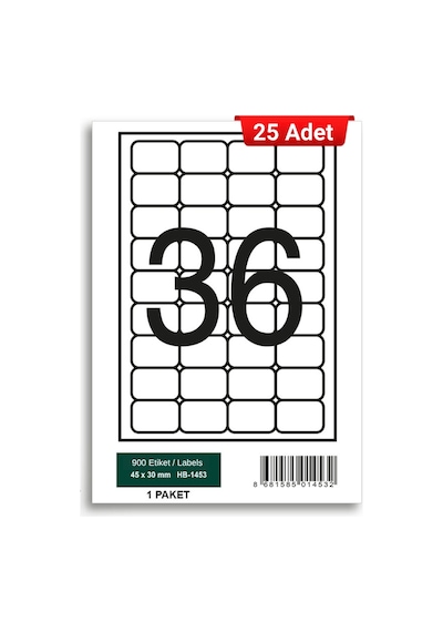 Herboy Hb-1453 45 X 30 Mm A4 Laser Etiket 25 Adet