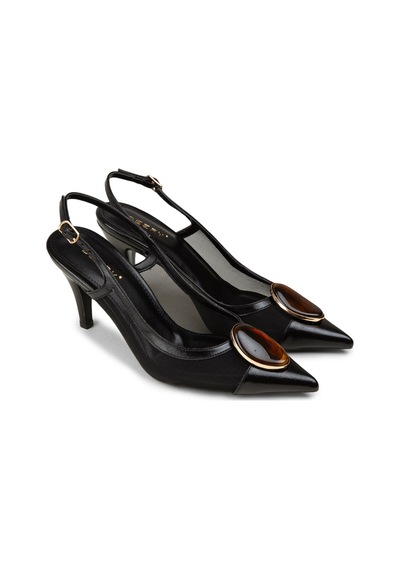 Deery Kadın Siyah Taş Detaylı Slingback Topuklu Ayakkabı - Rd235zsyhm01 siyah