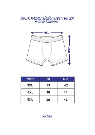 Arma Yıldız Büyük Beden Erkek Paçalı Külot Boxer 2'li Paket Beyaz %100 Pamuk Beyaz