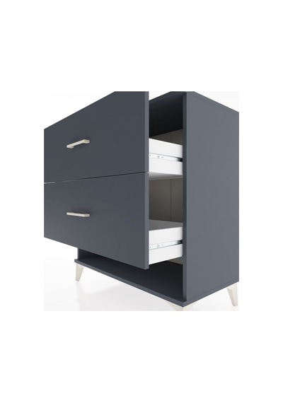Hyperion Şifonyer 2 Çekmeceli 88x44x96 Antrasit-antrasit Antrasit