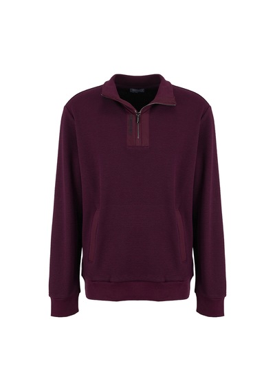 Discovery Expedition D6wm-swt3767 Mürdüm Erkek Fermuarlı Desenli Desen Triko Sweatshirt